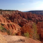 A view of the red rock formations from above.